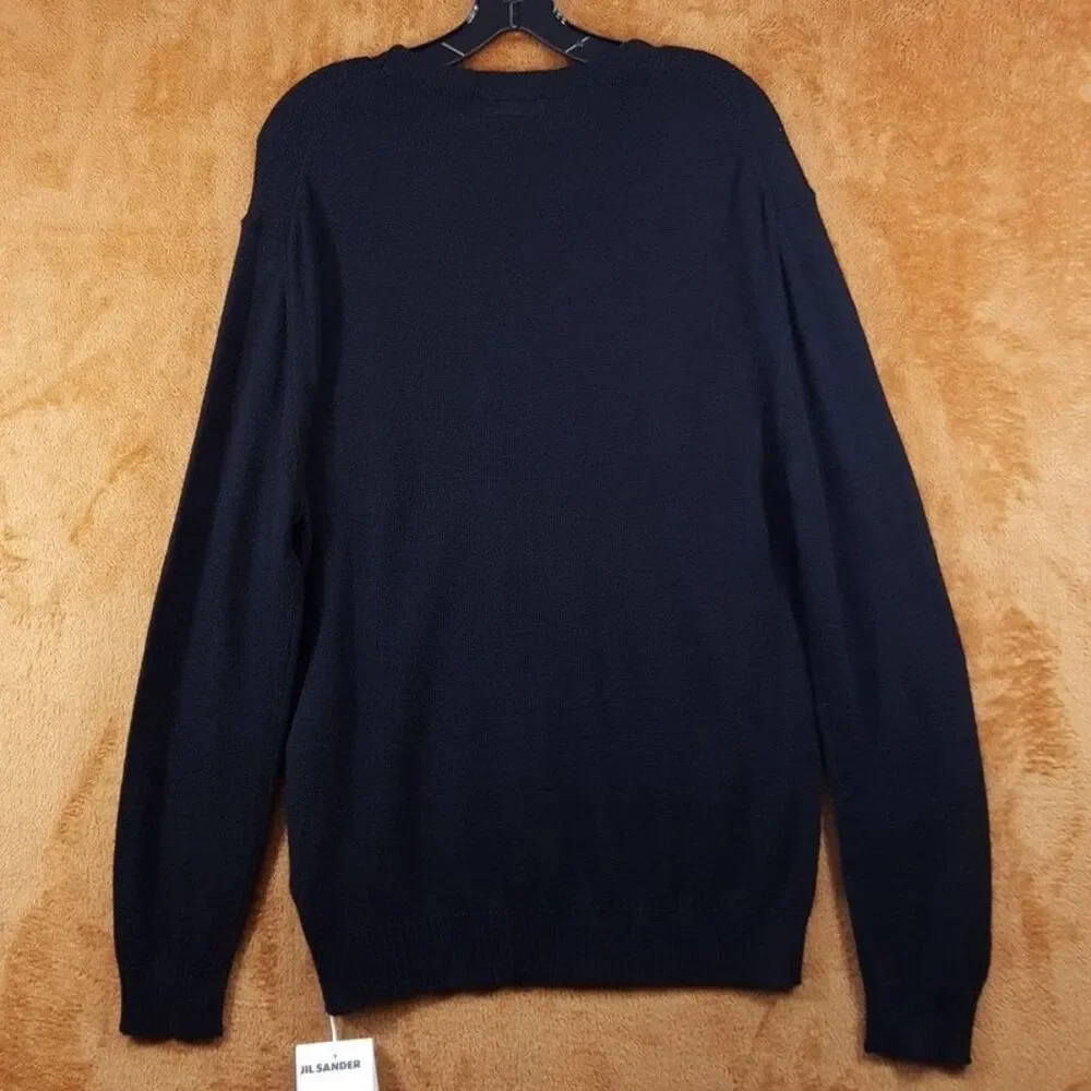 JIL SANDER Sweater Mens Size 48 Black Pullover Crew Extrafine Virgen Wool $690